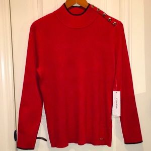NWT Calvin Klein L Red Mock Turtleneck